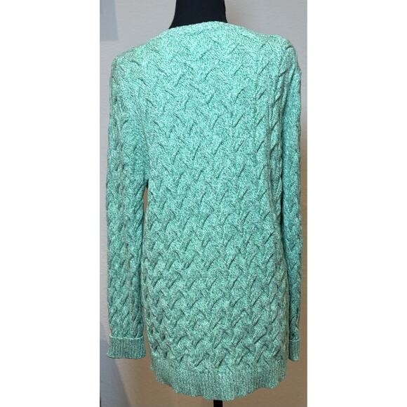 Lands’ End Green Cable Knit Sweater Size XL - Picture 3 of 4